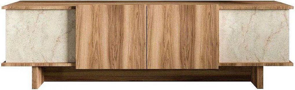 Stojak pod TV – 180 cm x 50 cm x 33 cm – Trawertyn i orzech – Płyta wiórowa