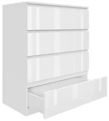 Komoda BASIC 4 szuflady – Biały połysk | 80x97x40 cm