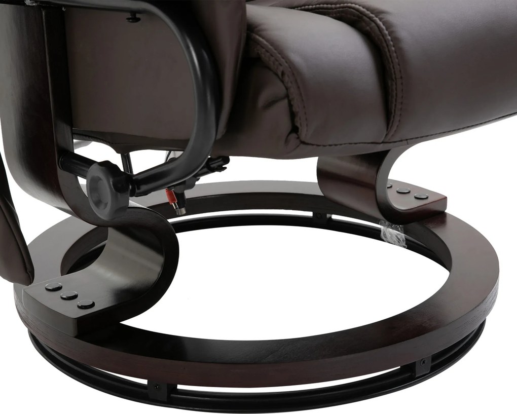 HOMCOM Fotel masujący z pufą relaksacyjny regulowany 145 stopni brązowy sztuczna skóra | Aosom PL