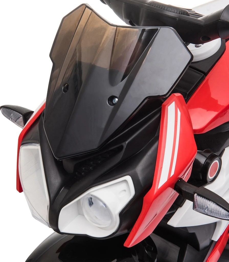 HOMCOM Elektryczny motocykl dla dzieci, ze światłami i dźwiękami, 3 km/h, ładowalny, Plastik/Metal, Czarny/Czerwony