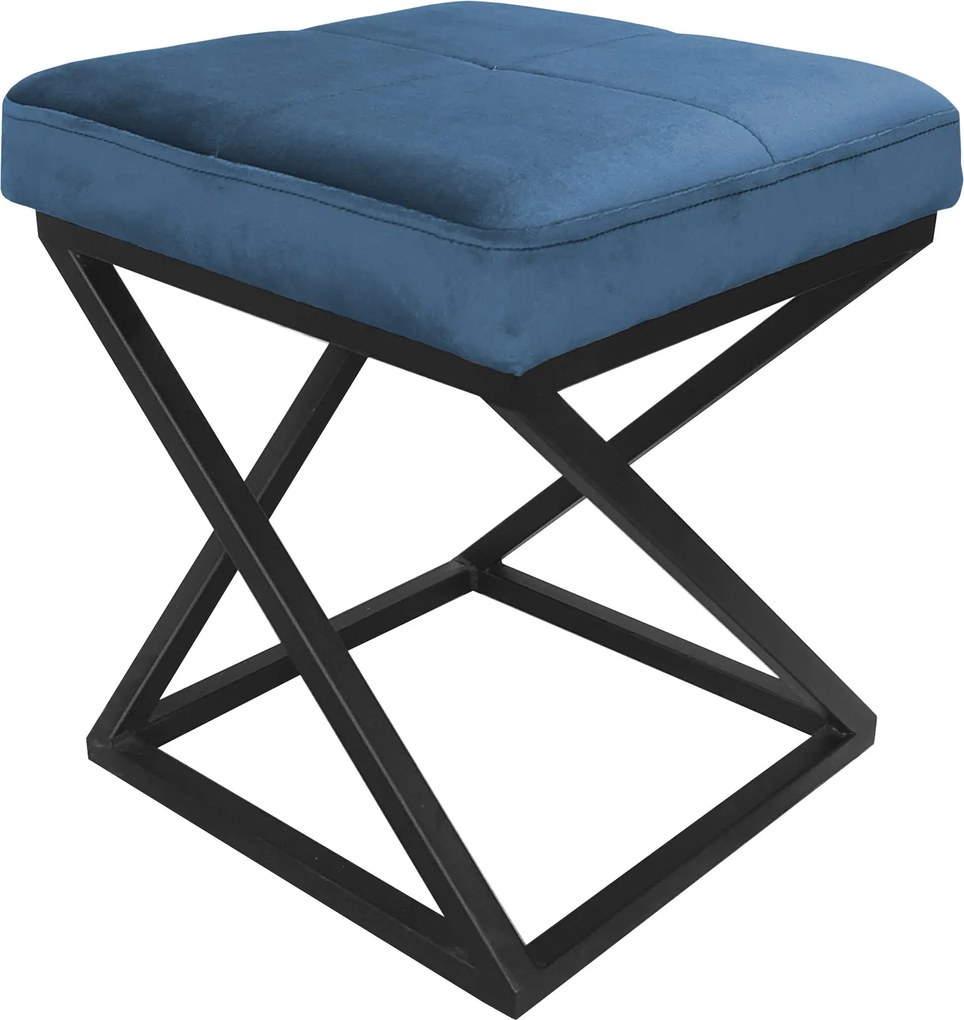 Pufa ZOA tkanina Welur loft ławka podnóżek metal : Kolor Stelaża - Czarny , Kolor tkaniny - VELVET - MG33, Typ tkaniny - Velvet