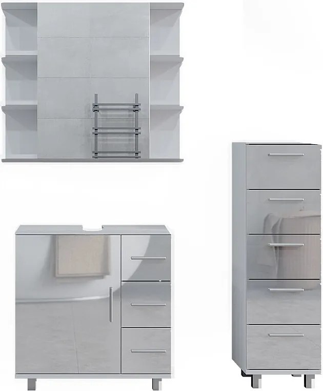 Zestaw mebli łazienkowych biały wysoki połysk 60x33x60.8 ilias