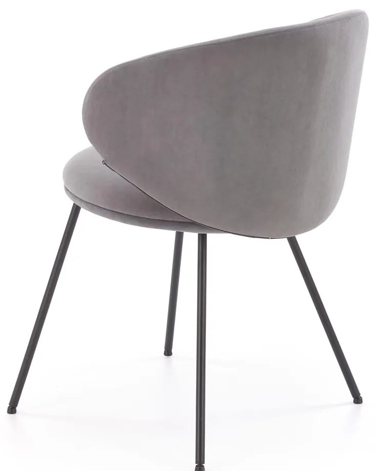 Krzesło do jadalni tapicerowane popiel szary mat welur K587