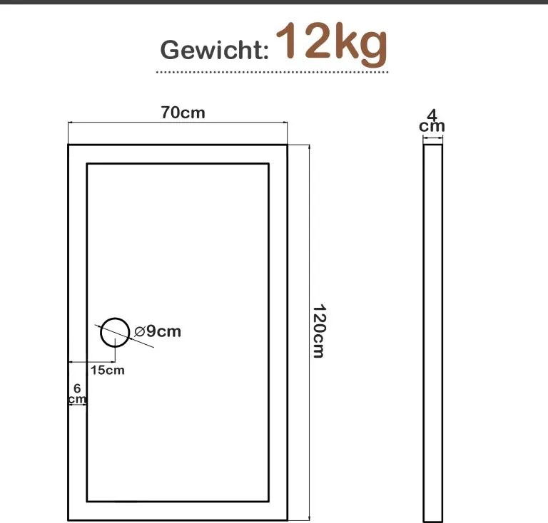 AQUAMARIN Brodzik 121 x 71 cm, prostokąt