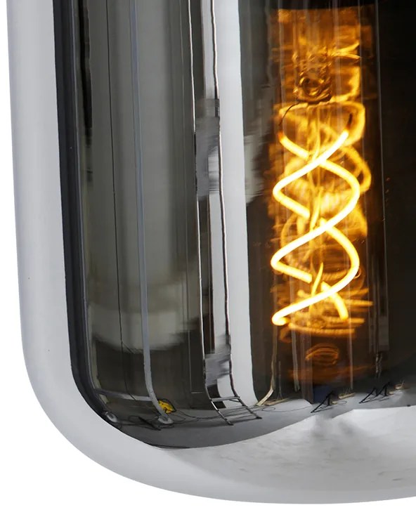 Designerska lampa wisząca czarna z dymionym szkłem 3-światłowa - BlissDesignerski Oswietlenie wewnetrzne
