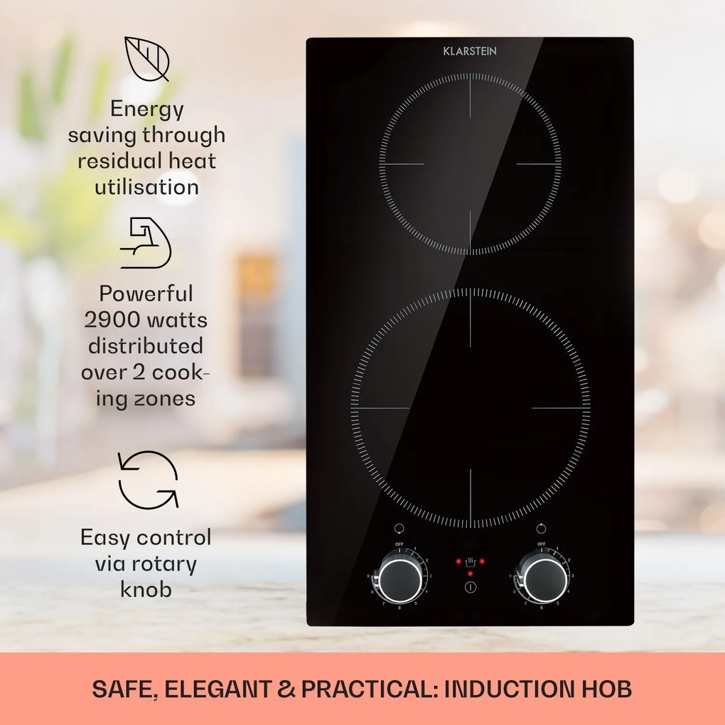Klarstein Kochheld 30cm Płyta Indukcyjna 2 Strefy Gotowania Czarny
