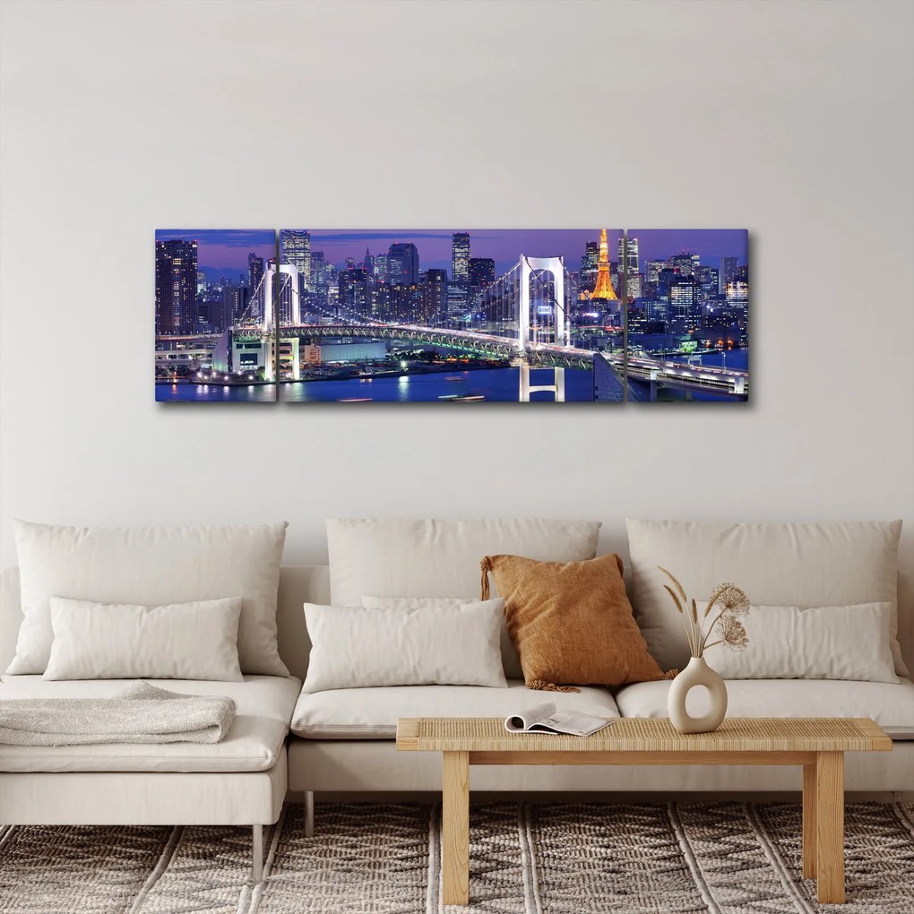 Obraz wielkiego miasta nocą (170x50 cm)