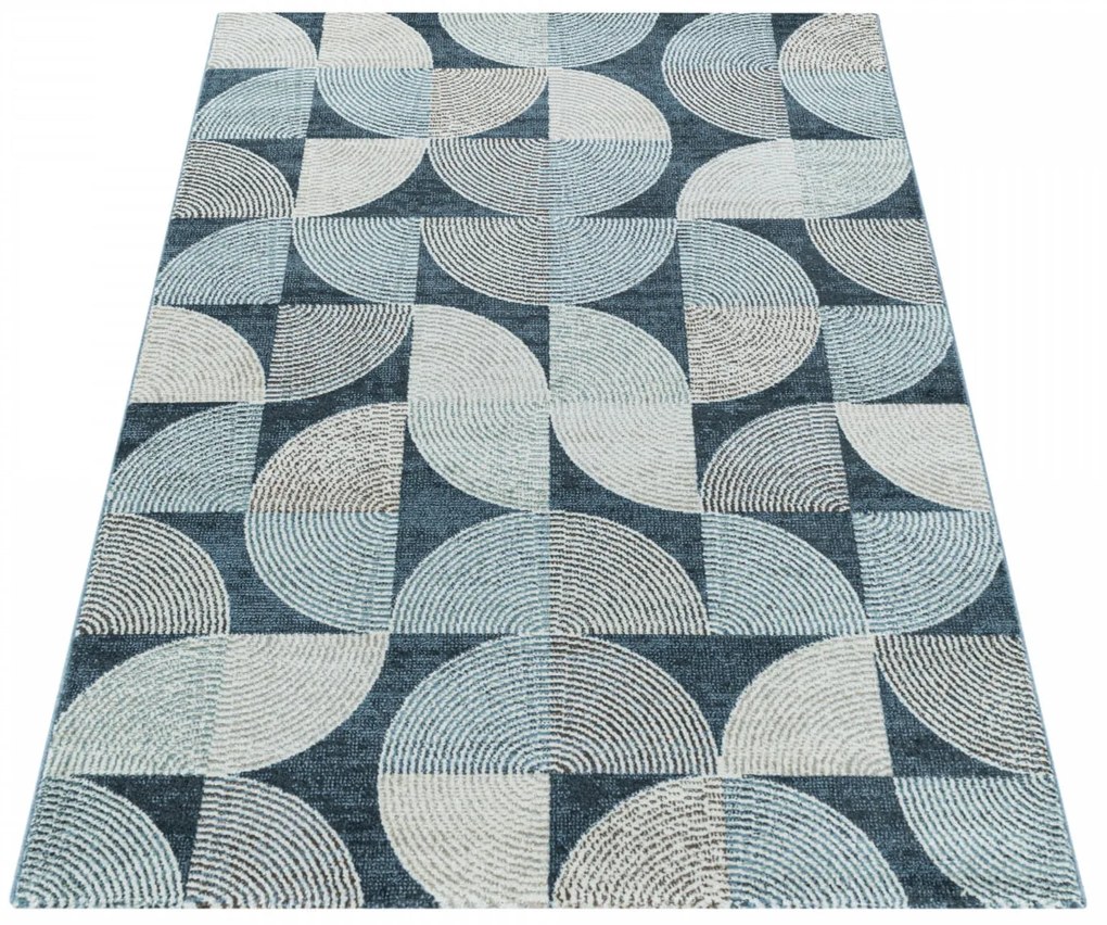 Dywan nowoczesny iluzja kremowo-granatowy 80 cm x 250 cm