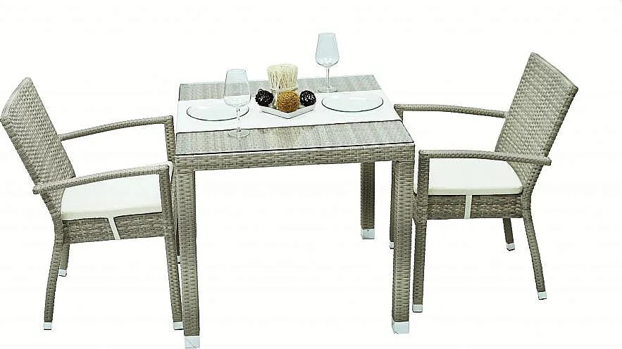 Zestaw rattanowy ogrodowy NAPOLI I. 1+2 (szaro-beżowy)