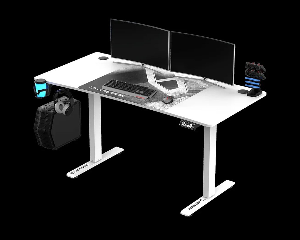 Biurko gamingowe LEVEL V2 LED białe ULTRADESK