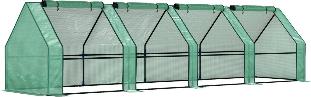 Outsunny Szklarnia z zamkiem błyskawicznym, mrozoodporna szklarnia foliowa ze stali 360 x 90 x 90 cm Zielona | Aosom PL
