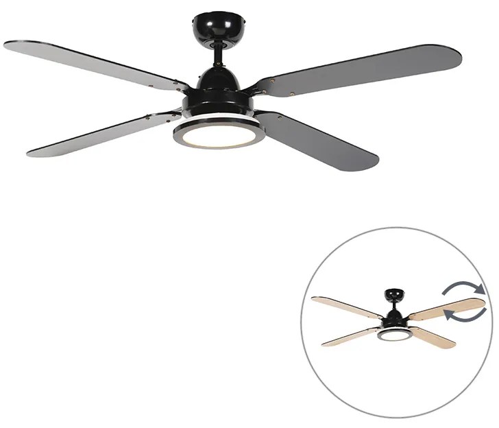 Wentylator sufitowy z lampą czarny z pilotem - Fanattic Nowoczesny Oswietlenie wewnetrzne