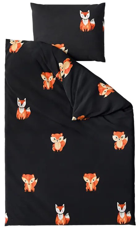 PrzytulneMieszkanie.pl PrzytulneMieszkanie.pl Pościel z mikrofibry FOXES czarna Rozmiar pościeli: 2 szt 70 x 80 cm | 160 x 200 cm
