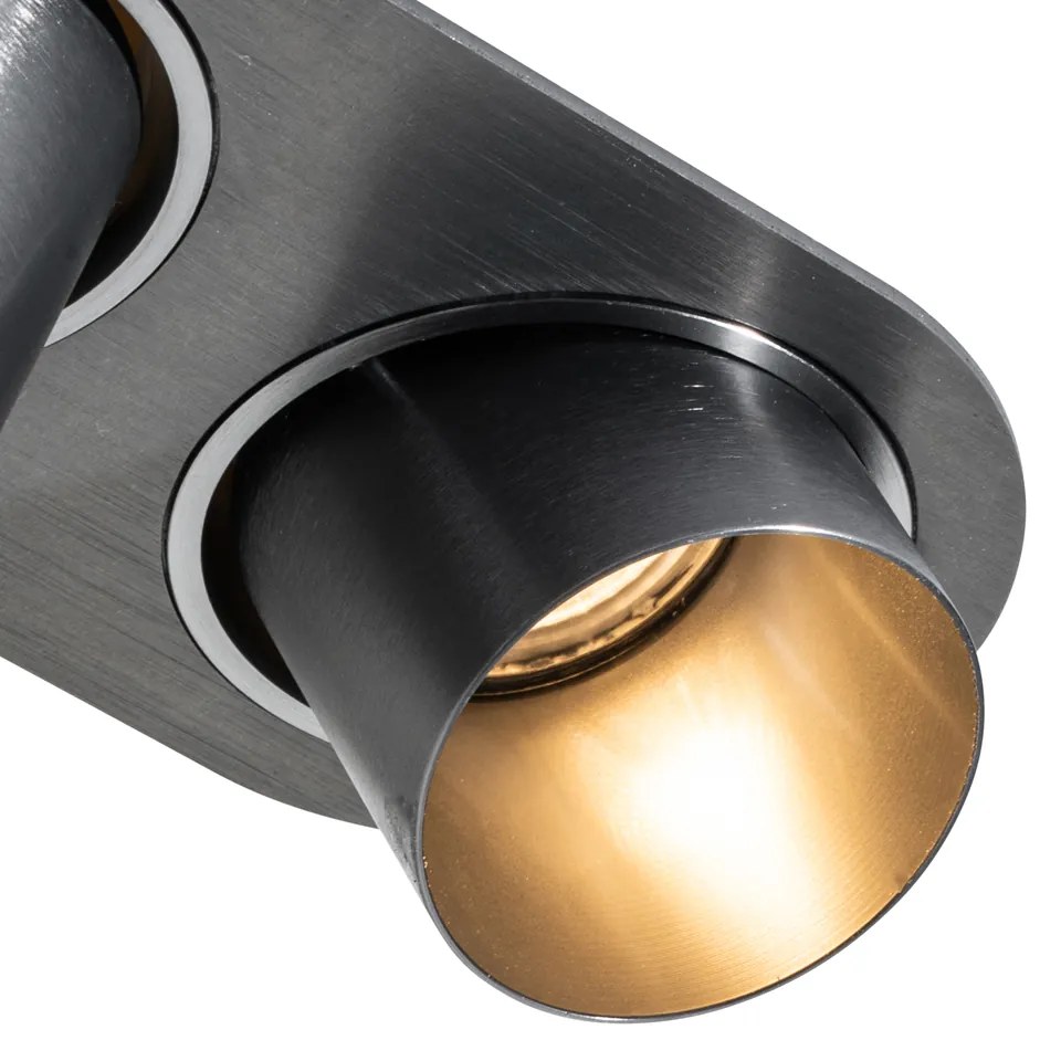 Set van 6 inbouwspots gunmetal GU10 50mm 2-lichts - Installa Nowoczesny Oswietlenie wewnetrzne