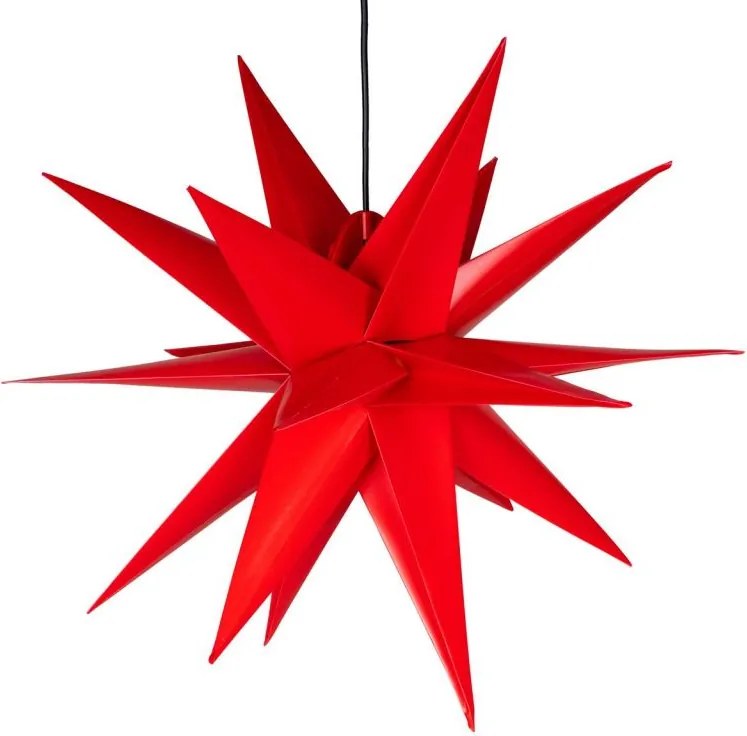 Dekoracja świąteczna - gwiazda z zegarem 1 LED, 55 cm, czer.