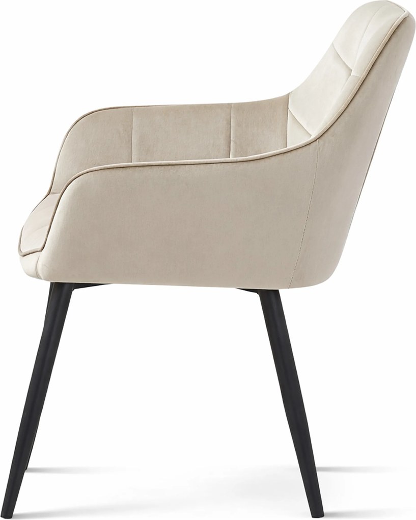 Krzesło do jadalni VARSI VELVET z czarnymi nogami, beżowe