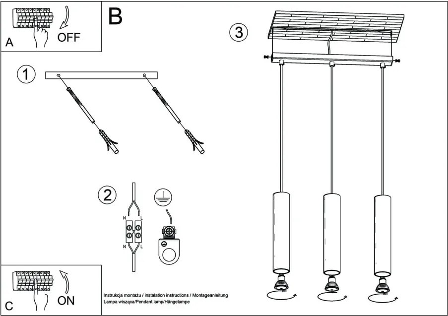 Czarna metalowa lampa wisząca Castro – Sollux