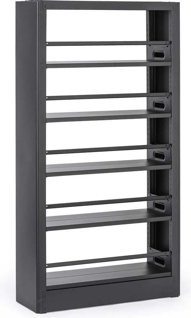 Metalowa biblioteczka, 1750 × 915 × 300 mm, czarna, zmontowana