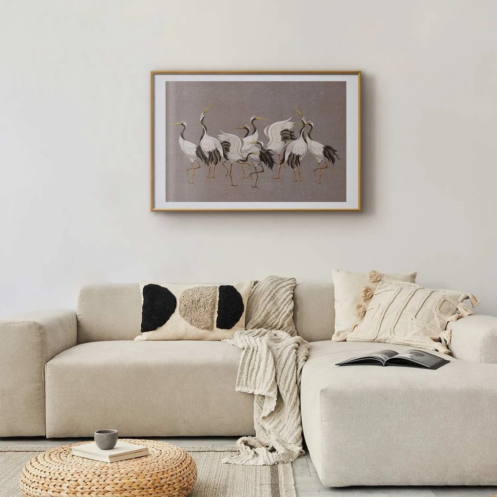Plakat Taniec żurawi 60x40 cm z ramą złotą z marginesem ARTGEIST B