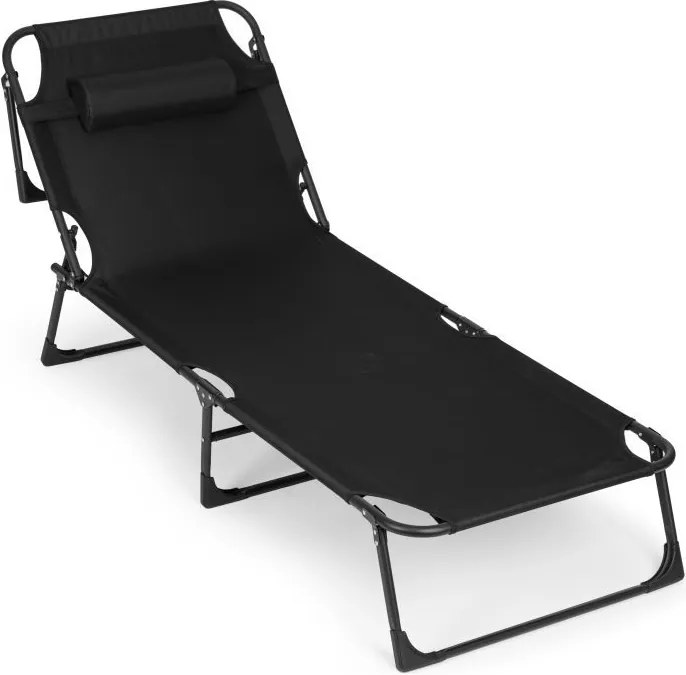Leżak ogrodowy składany z regulacją Sorrento, czarny