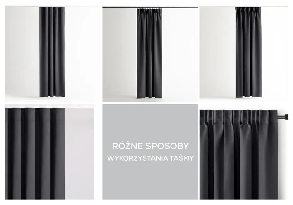 Ciemnoszara zaciemniająca zasłona termiczna 140x245 cm Pleat – Restilo