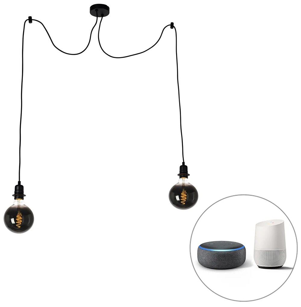 Inteligentna lampa wisząca czarna w komplecie z 2 żarówkami Wi-Fi G125 - Cava Nowoczesny Oswietlenie wewnetrzne
