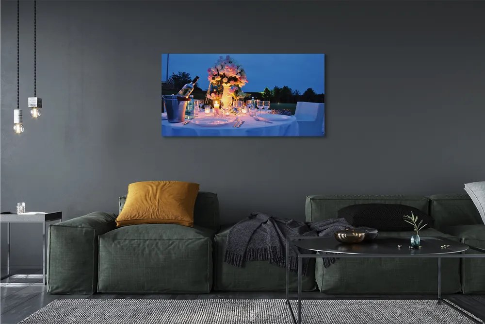 Fotoobraz na płótnie Kwiatowa Kolacja przy Winie