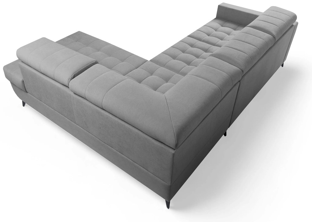 Narożnik Nardo L z funkcją spania prawostronny - szary plusz Pretty 17