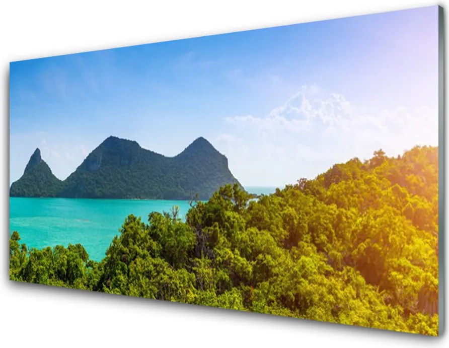 Panel Szklany do Kuchni Szczyty Gór nad Zatoką