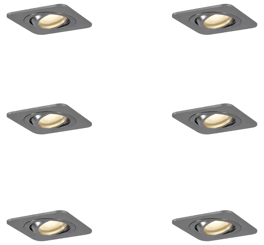Zestaw 6 okrągłych reflektorów wpuszczanych Gunmetal GU10 50mm Regulowane IP44 - Alberto