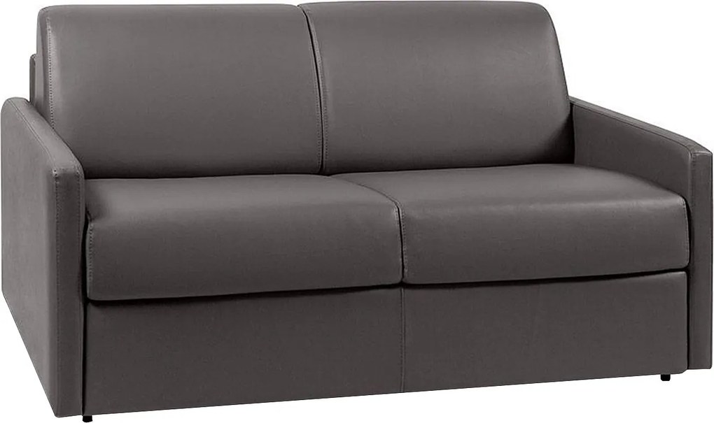 Kanapa 2-osobowa rozkładana typu express z szarej ekoskóry z siedziskiem z pianki z pamięcią kształtu - Powierzchnia spania 120 cm - Materac 22 cm z pianki z siedziskiem z pianki i z pamięcią kształtuCALIFE