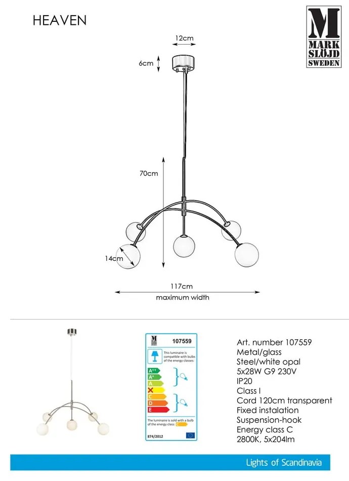 Lampa wisząca Markslöjd Heaven, ø 117 cm