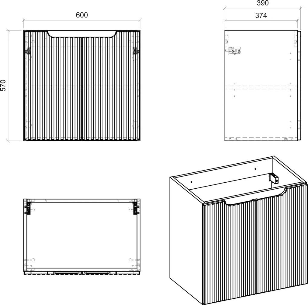 Zestaw łazienkowy Nova 579 czarny mat - szafka 140 cm z umywalkami i słupek