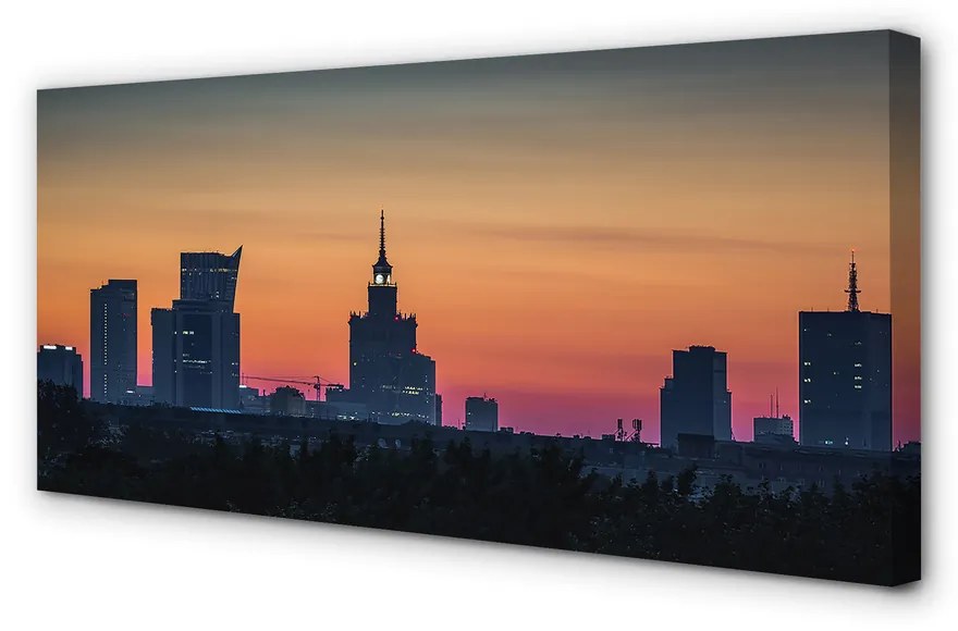 Obraz na płótnie Warszawa Zachód słońca panorama