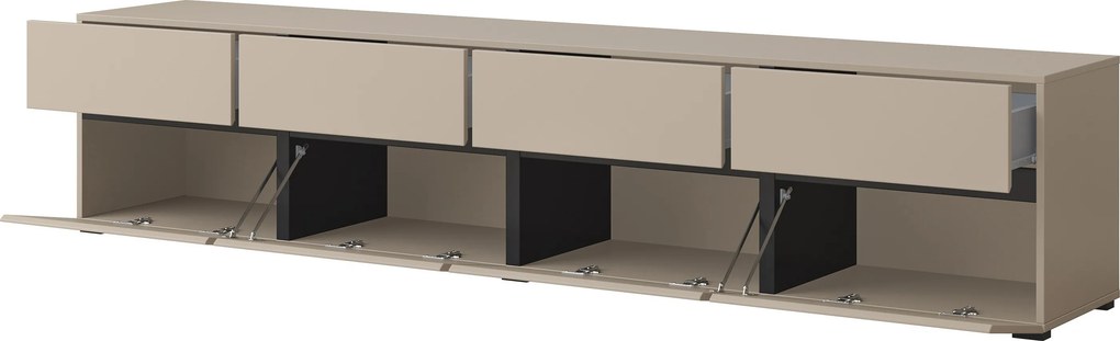 Szafka RTV stojąca INCROCIO 225 cm do Salonu pod Telewizor 4 Szuflady - Odcienie zieleni