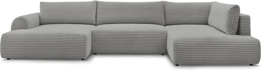 Ciemnoszary sztruksowy rozkładany/ze schowkiem narożnik (prawostronny/w kształcie litery U) Lucien – Bobochic Paris