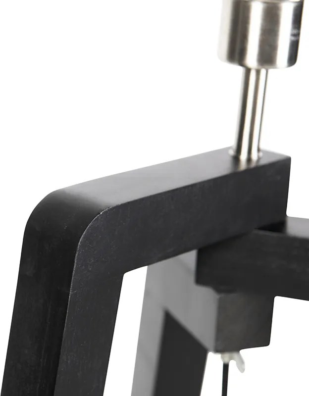 Lampa podłogowa na trójnogu z abażurem z bawełny czarna ze złotym 50 cm - Puros