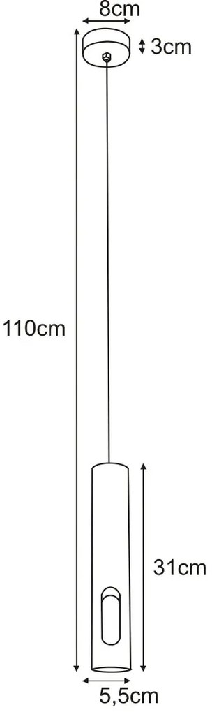 Czarna lampa wisząca tuba z wycięciem - S863 H0-T65