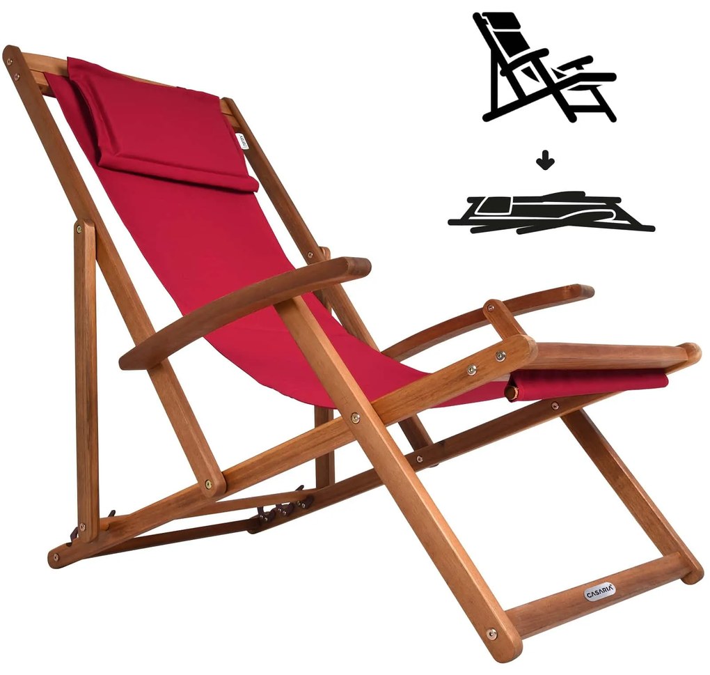 Leżak ogrodowy SIENA, 65x87x102cm, czerwona Casaria