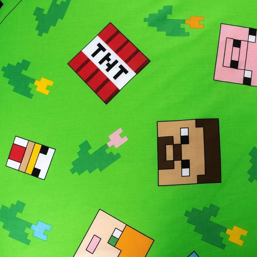 Zielono-niebieska bawełniana pościel dziecięca jednoosobowa 140x200 cm Minecraft "Outdoor Mobs" – Jerry Fabrics