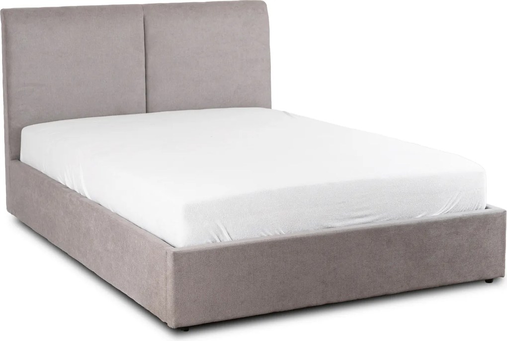 Łóżko Tapicerowane 140x200 cm MARSYLIA ze Stelażem i Pojemnikiem Dwuosobowe Szare