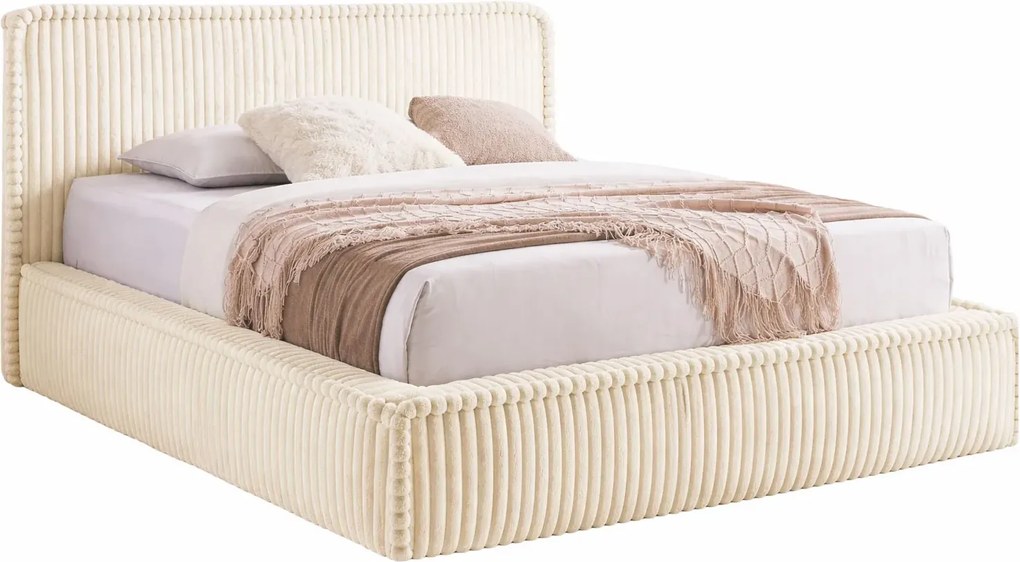 Kremowe sztruksowe łóżko tapicerowane 5 rozmiarów K2-R31
