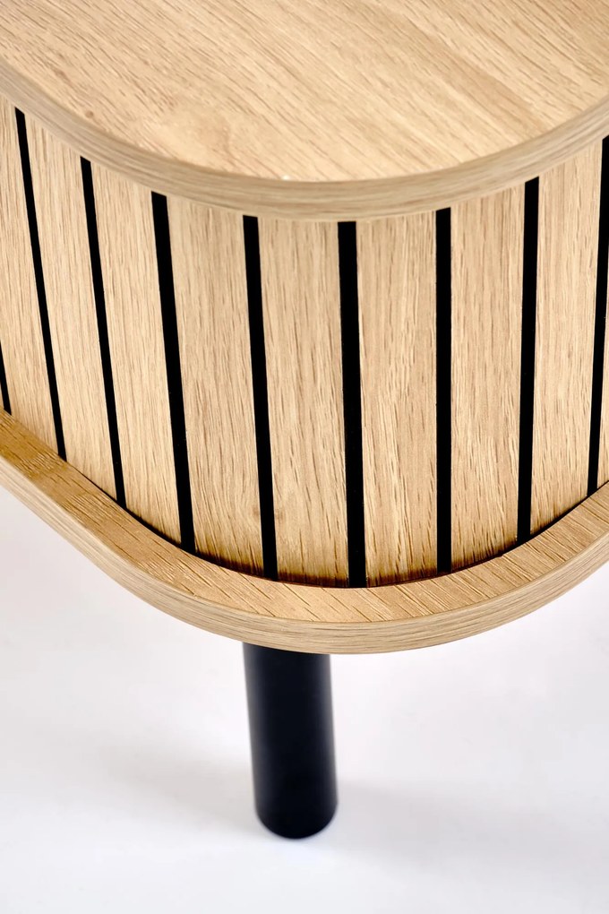 Ława z zamykaną półką, MDF naturalny/czarny 90/50/40 ANGELINA