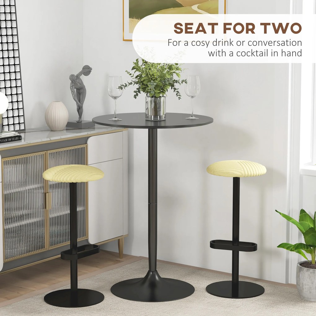HOMCOM Stolik barowy stojący, stół dla 2 osób, 70 x 70 x 102 cm, czarny | Aosom PL