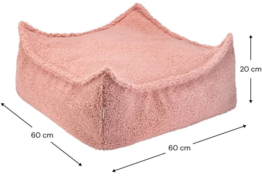 Różowy dziecięcy worek do siedzenia z materiału bouclé Square – Wigiwama
