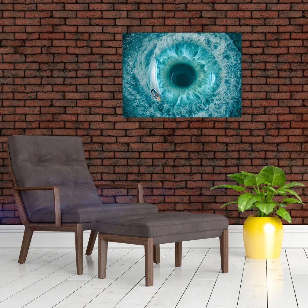 Obraz na szkle - morze z łódką (70x50 cm)