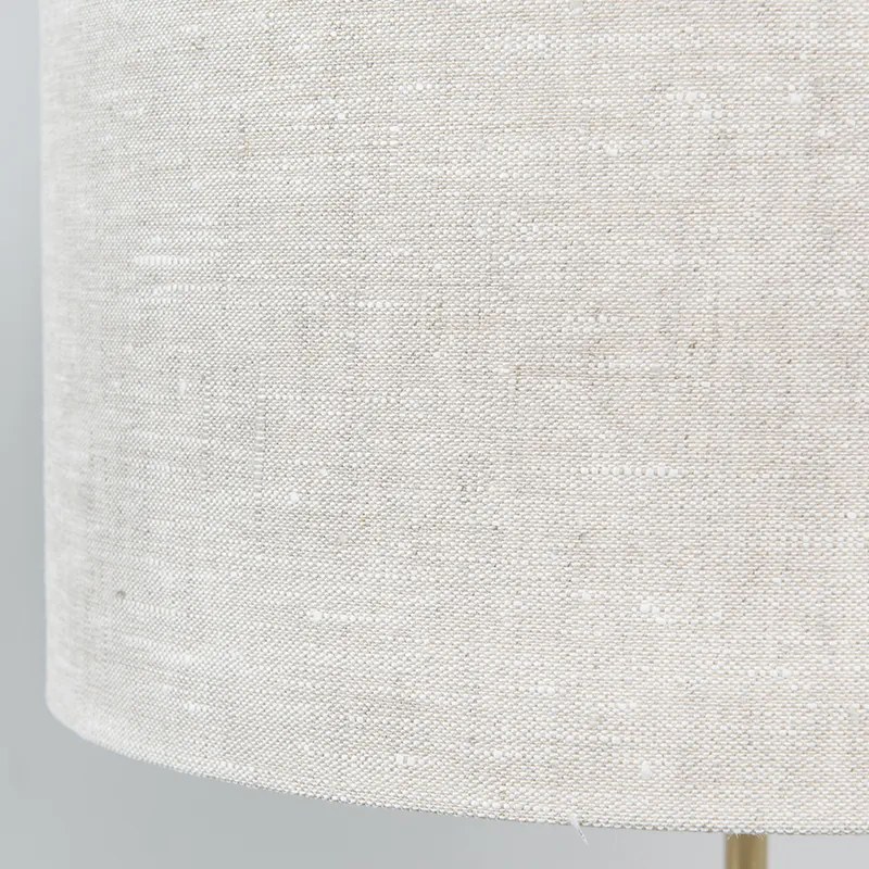 Lampa stołowa mosiądz z szarym kloszem 35 cm - Kaso Nowoczesny Oswietlenie wewnetrzne