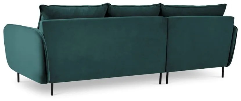 Ciemnozielona narożna aksamitna sofa lewostronna Cosmopolitan Design Vienna