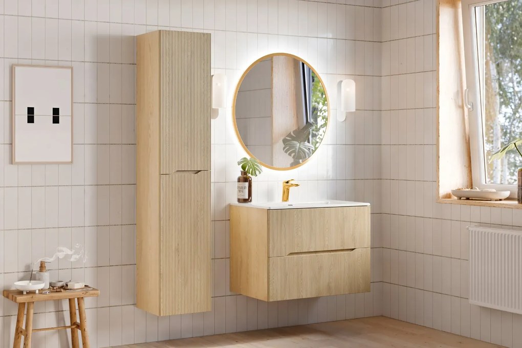 Szafka pod umywalkę NORDIC CREMONA 2S 80cm dąb cremona z umywalką wpuszczaną SKY COMAD