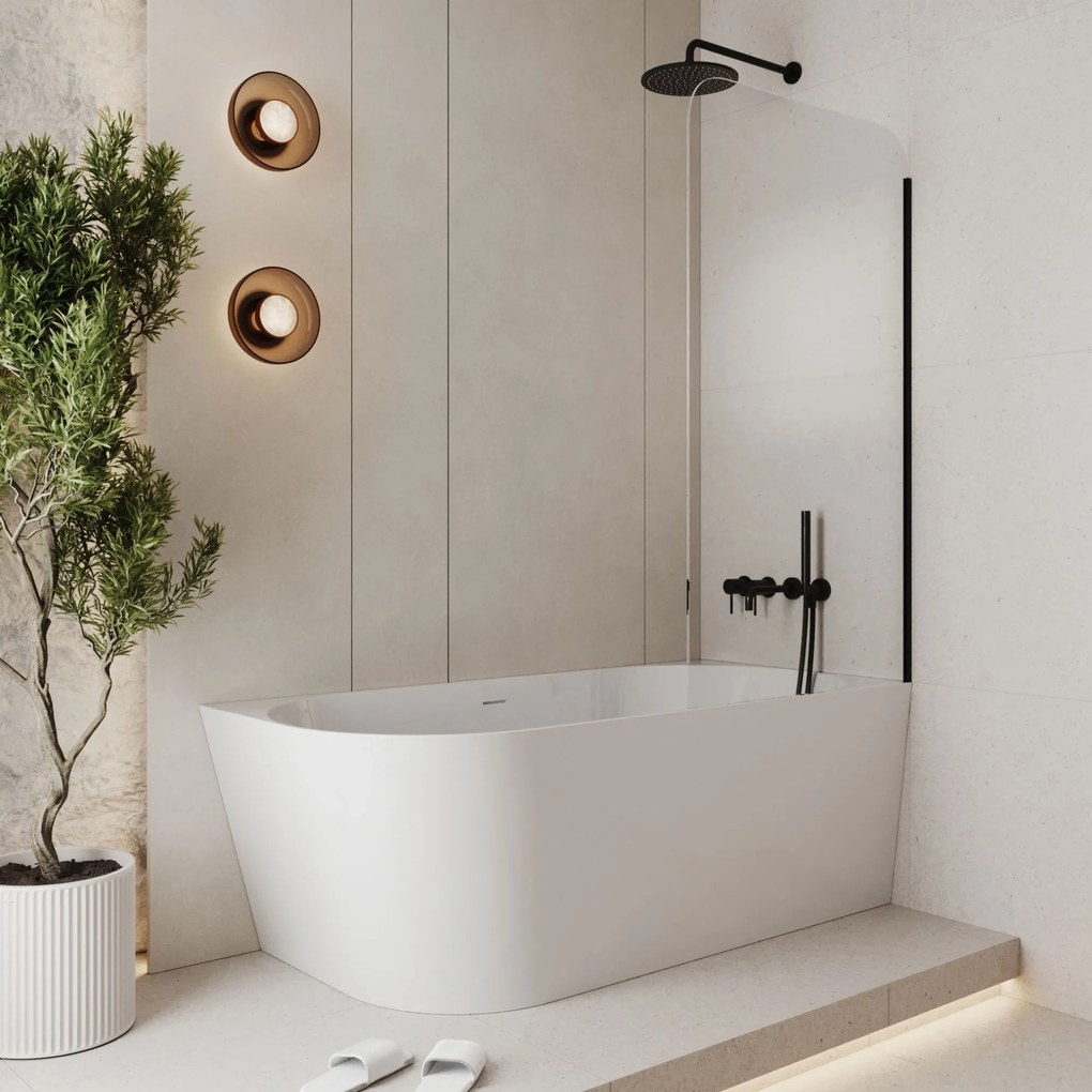 Parawan nawannowy prostokątny MOLIS Square Clear szkło transparentne | Różne rozmiary : Kolor profili kabiny - złoty, Rozmiar - 80x140 cm